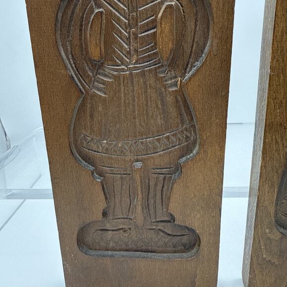 Pair 14” Vintage Wooden Cookie Molds German Dutch Carved Wood Wall Decor Kitchen - Picture 3 of 15